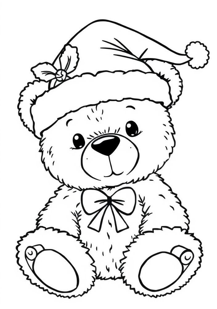 Desenho de Urso de Natal para Colorir