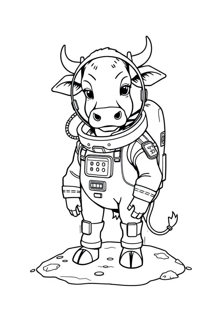 Desenho de Vaca Astronauta para colorir