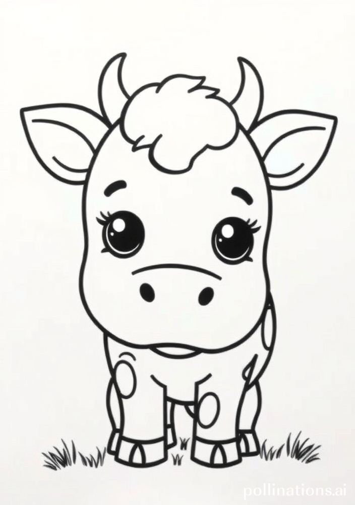 Desenho de Vaca Fofo na Fazenda para Colorir