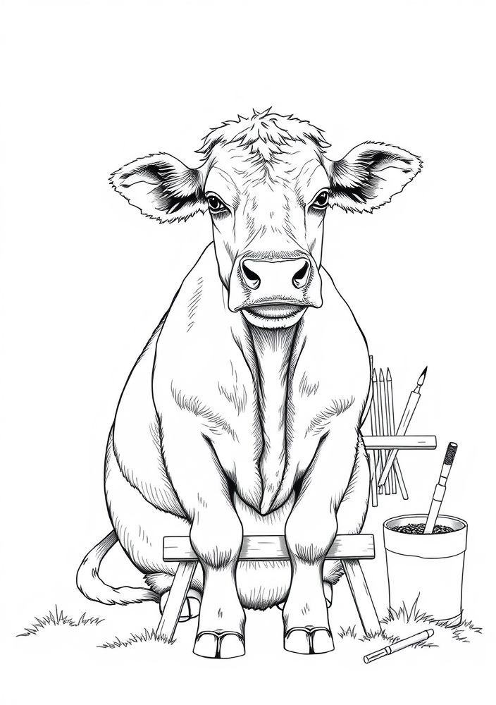Desenho de Vaca artista para colorir