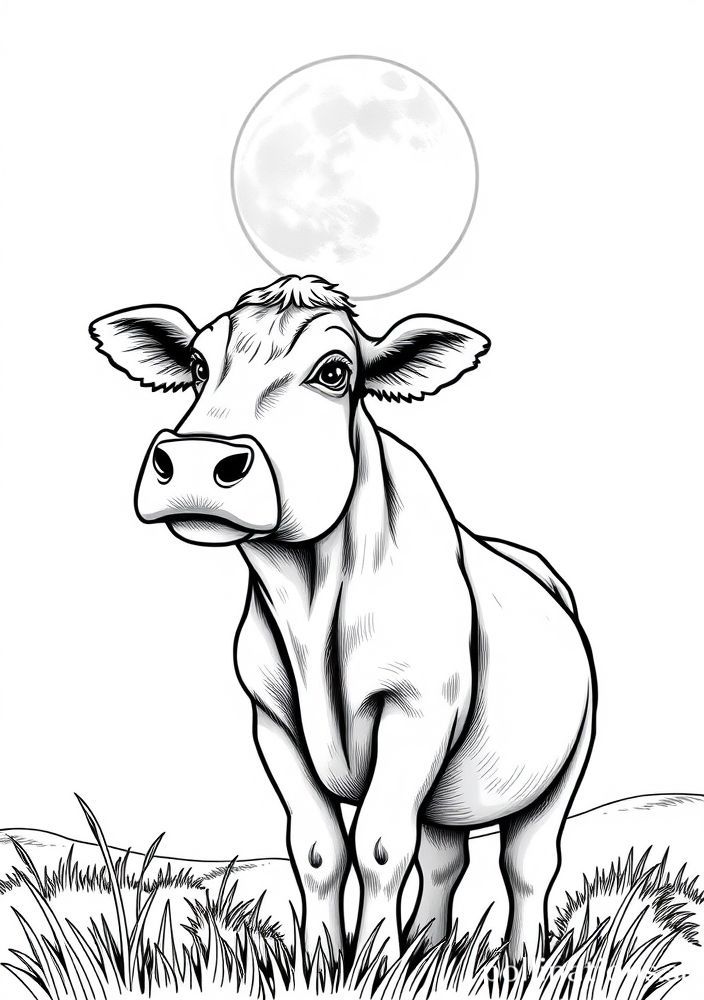 Desenho de Vaca e a Lua para colorir