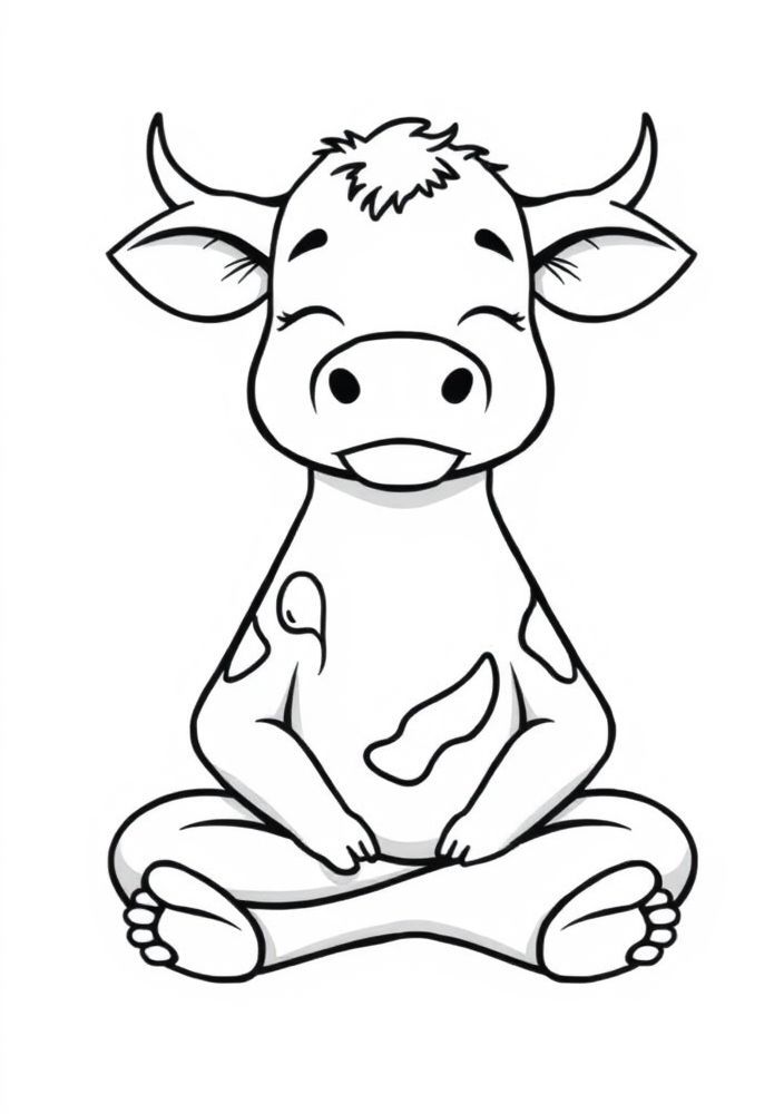 Desenho de Vaquinha Meditando