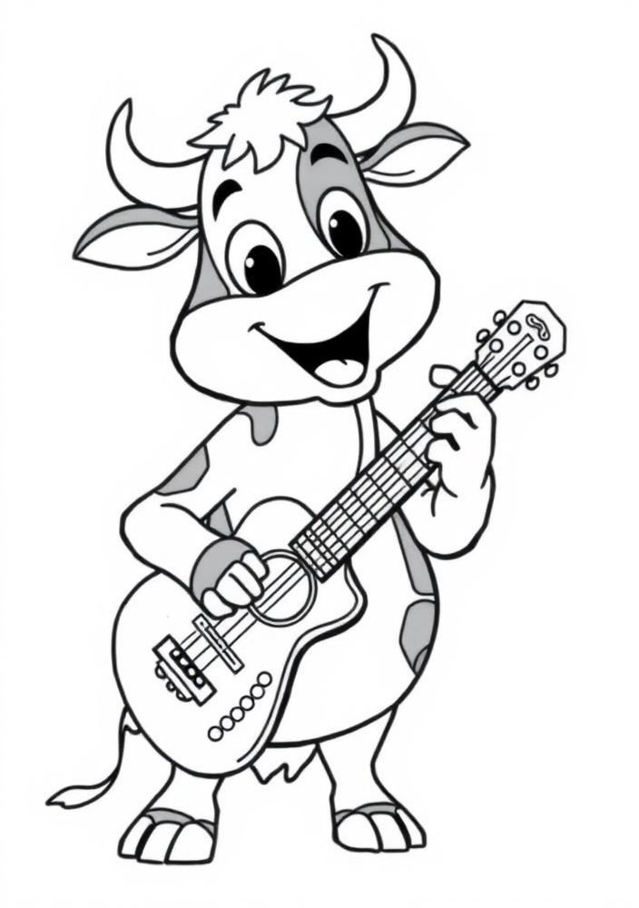 Desenho de Vaquinha com Música e Violão