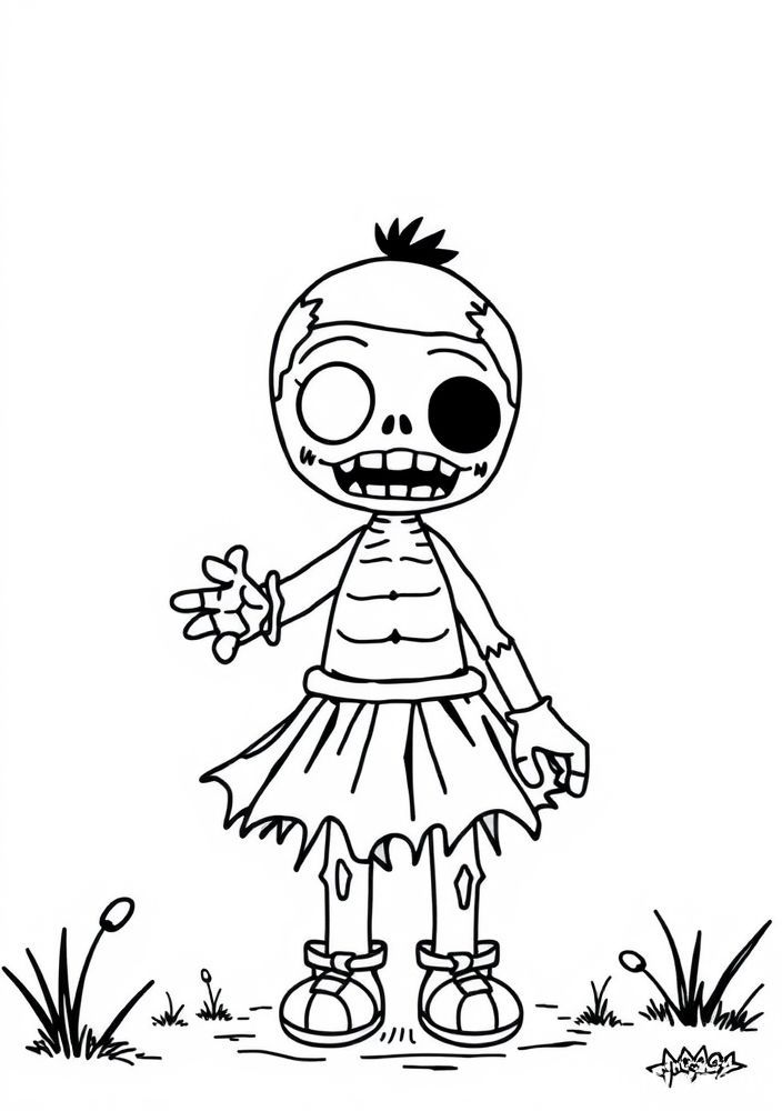 Desenho de Zumbi Amigurumi para colorir