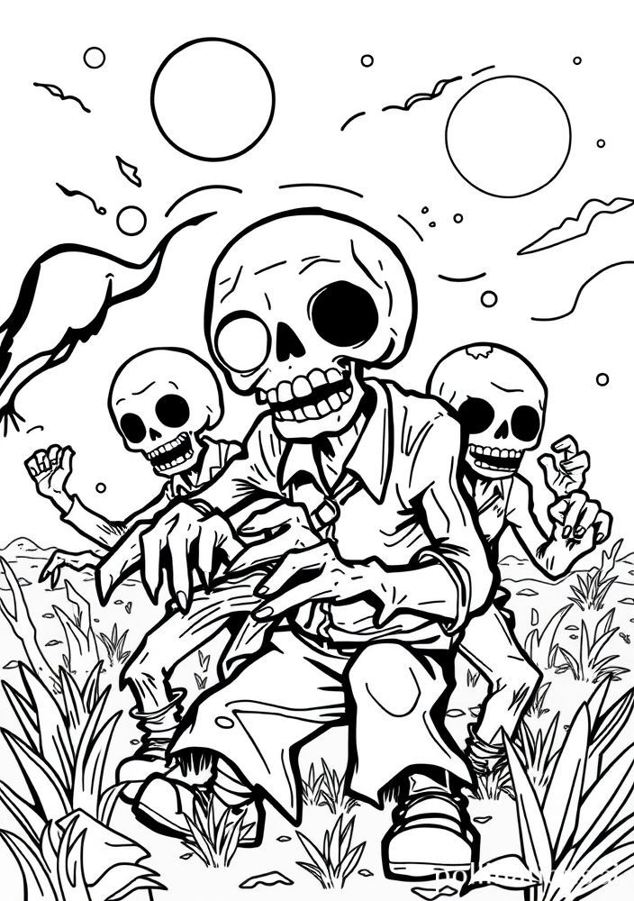 Desenho de Zumbis Engraçados para colorir