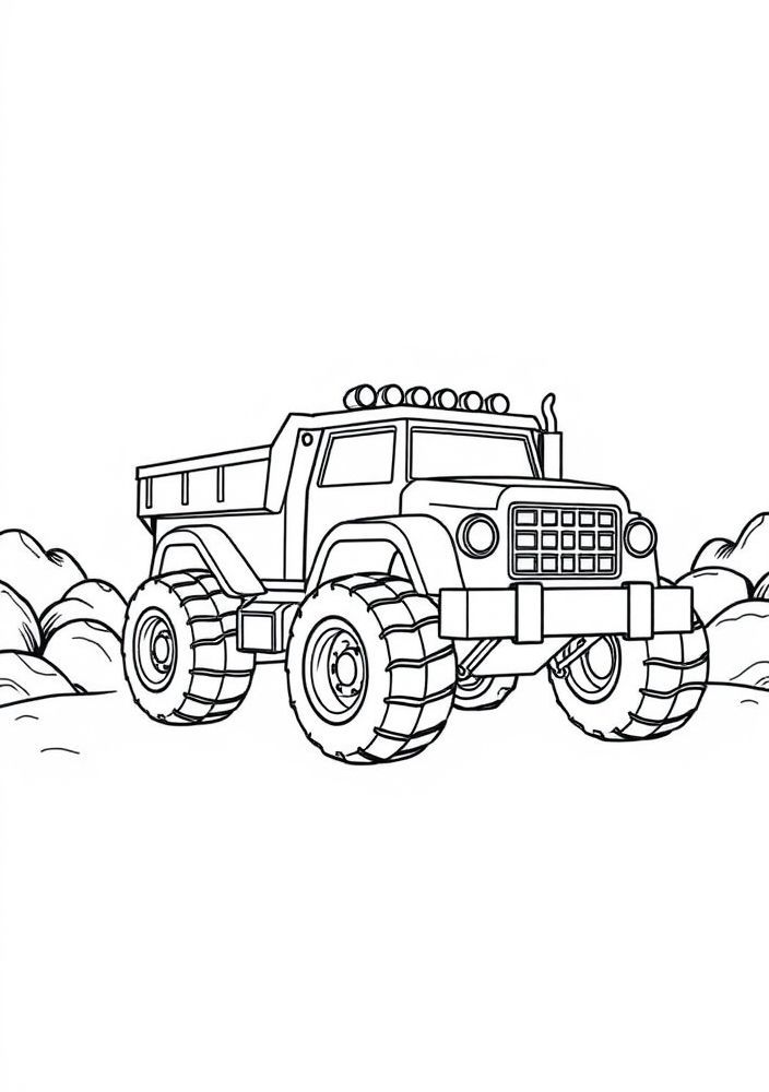 Desenho de caminhão de brinquedo em um cenário divertido para colorir