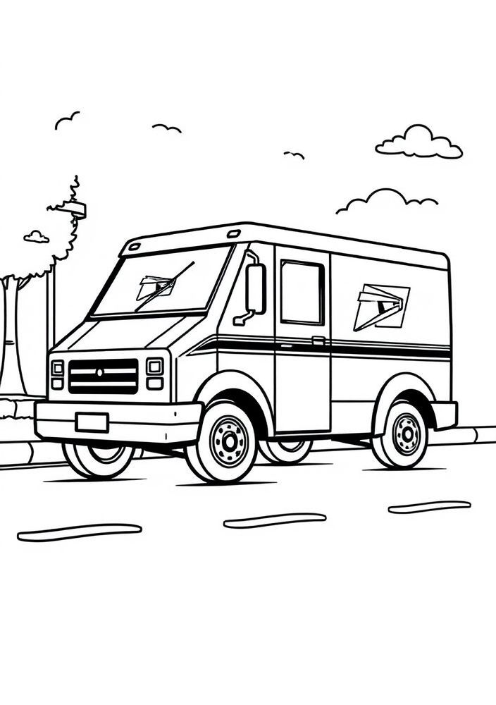 Desenho de caminhão de correios para colorir