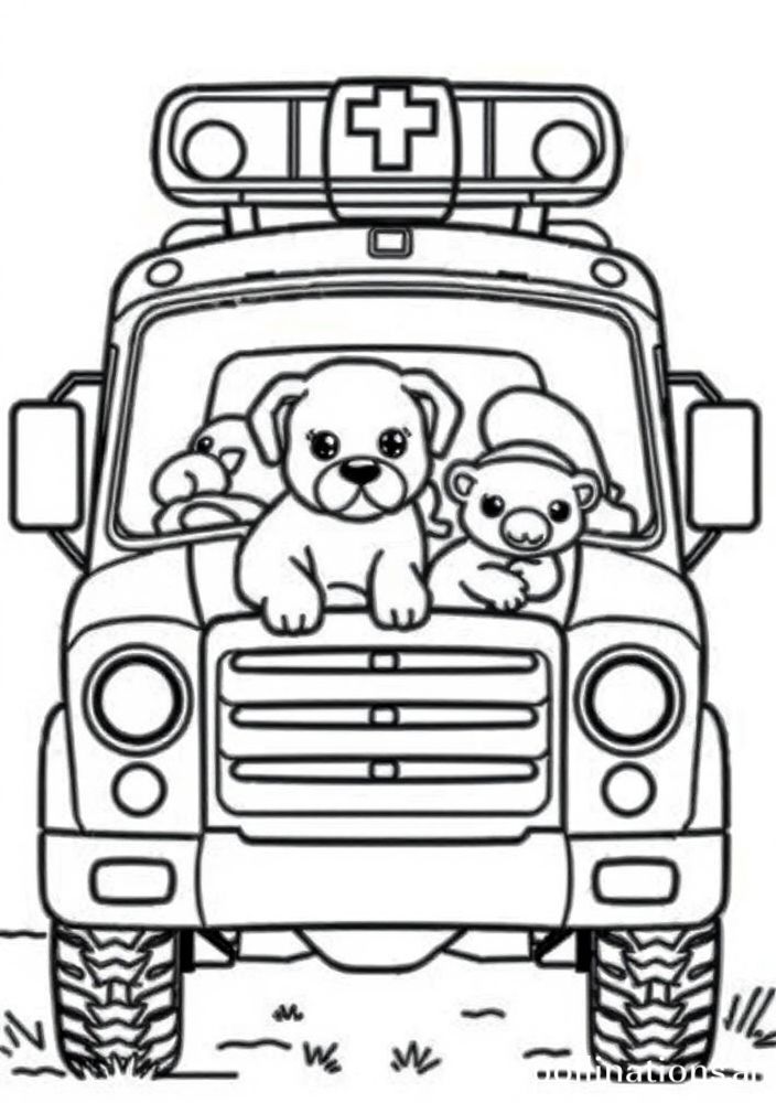 Desenho de caminhão de resgate de animais para colorir