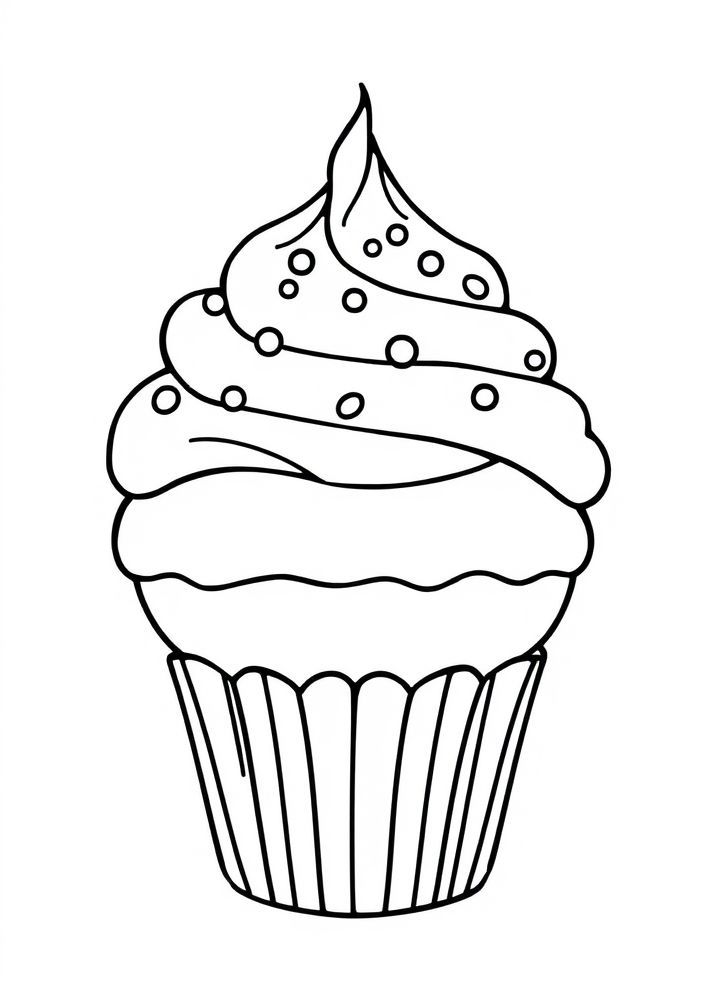 Desenho de cupcake decorado para colorir