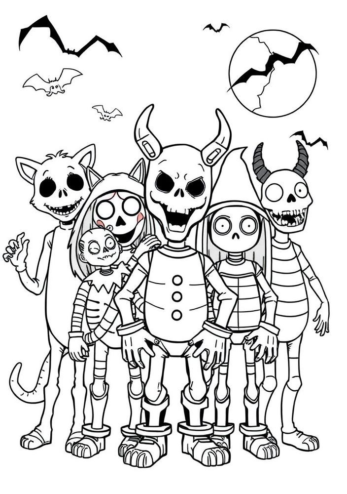 Desenho de grupos de animatrônicos para colorir
