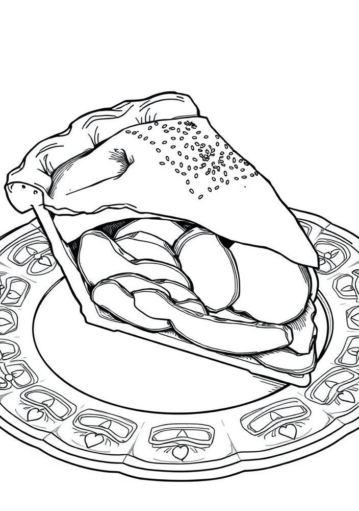 Desenho de torta de maçã para colorir