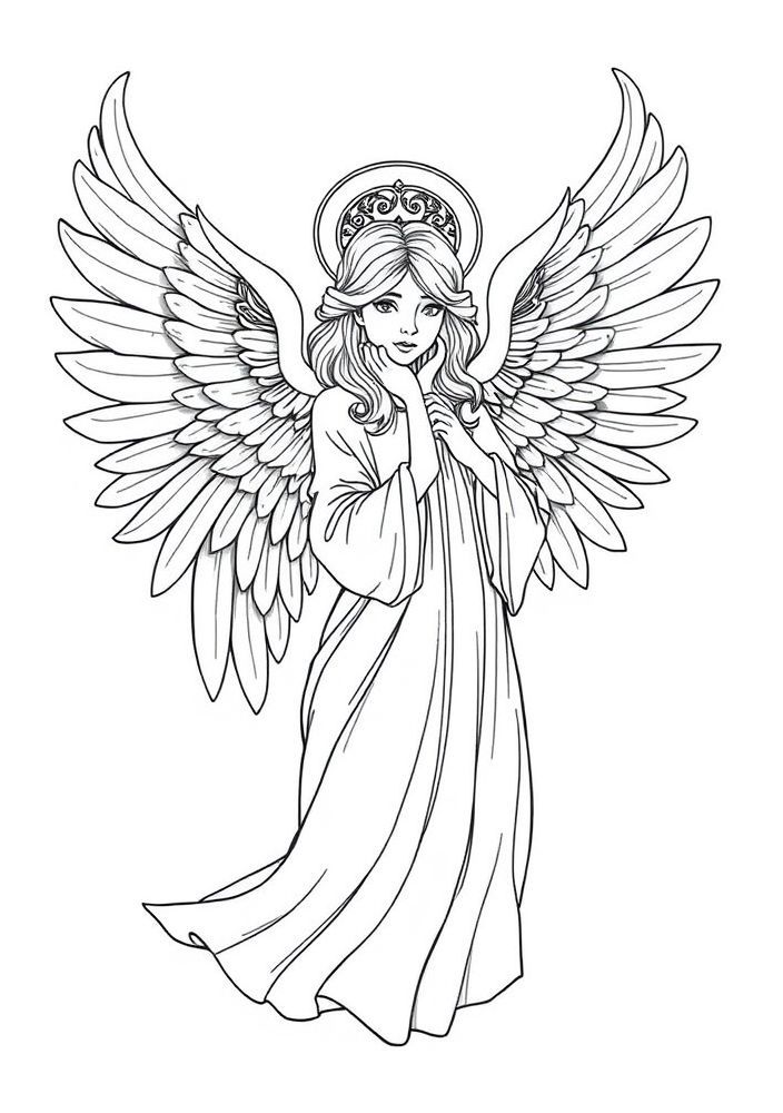 Desenho de um Anjo de Natal para Colorir