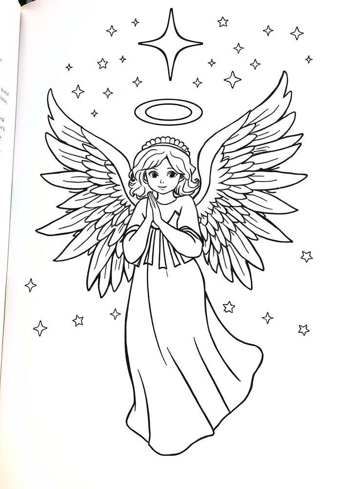 Desenho de um anjo para colorir