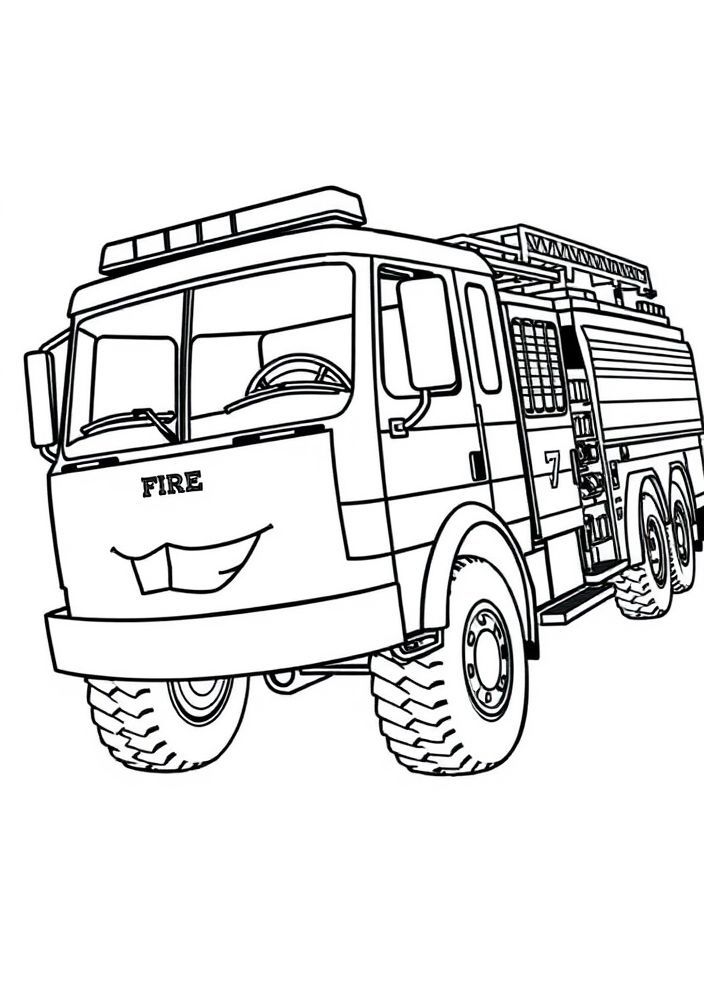 Desenho de um carro de bombeiro de 'Carros' para colorir