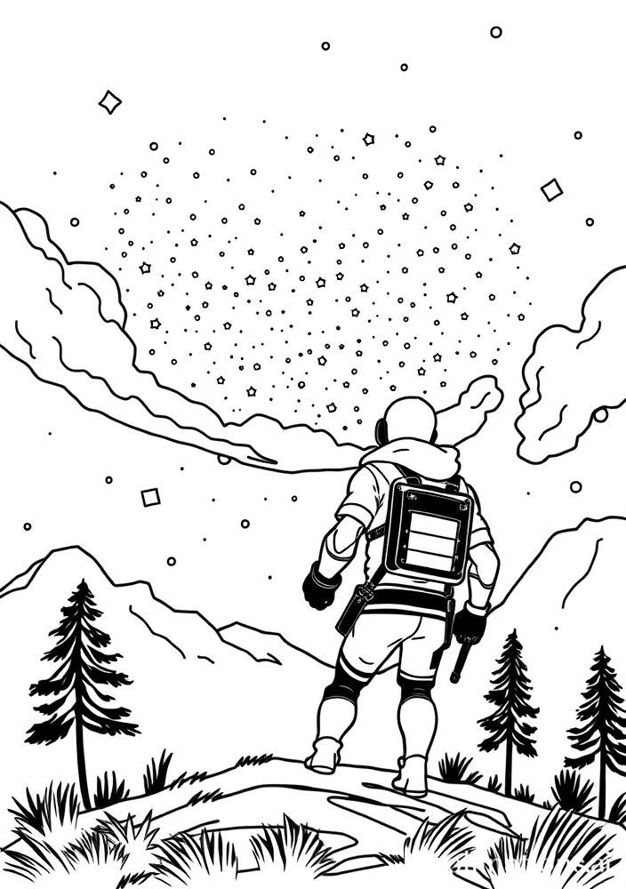 Desenho de um céu estrelado no Fortnite para colorir