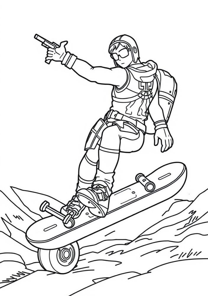 Desenho de um hoverboard de Fortnite para colorir