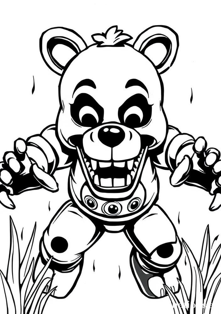 Desenho de um jump scare do Five Nights at Freddy's para colorir