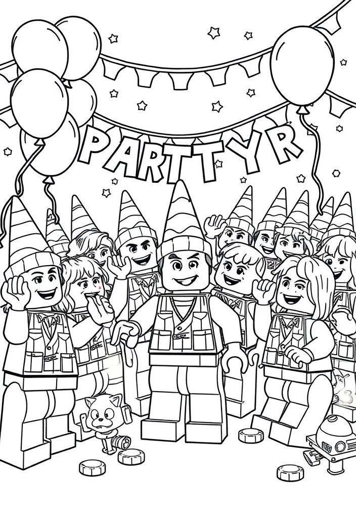 Desenho de uma Festa LEGO para colorir