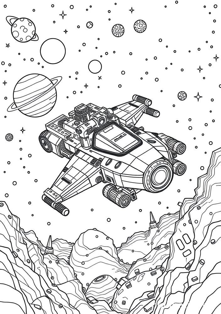 Desenho de uma Nave Espacial LEGO para colorir