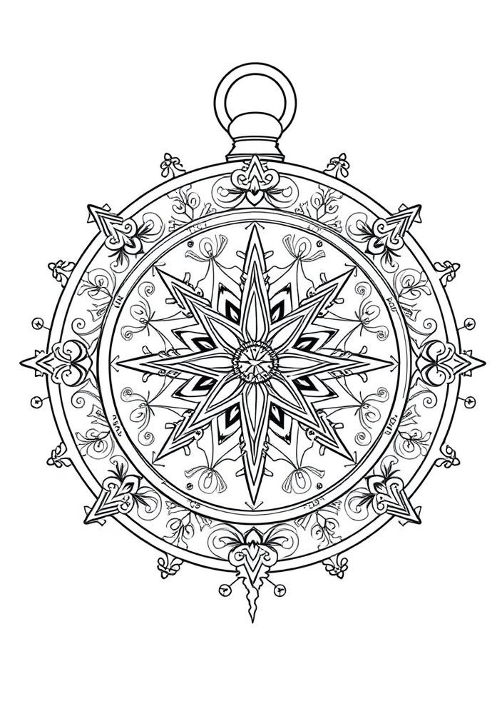 Desenho de uma bússola mágica de Frozen para colorir