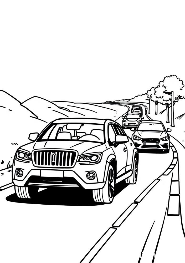 Desenho de uma escapada de carro para colorir