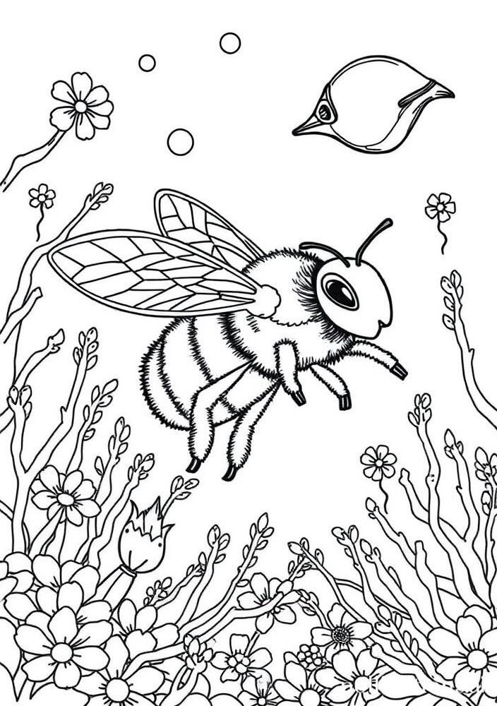 Desenho do Abelha mergulhando no mar para colorir