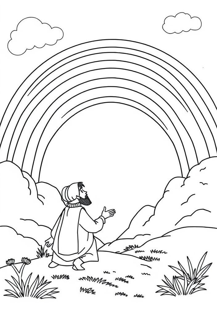 Desenho do Arco-Íris de Noé para colorir