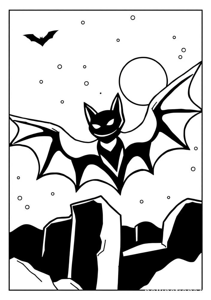 Desenho do Bat-Sinal no céu para colorir