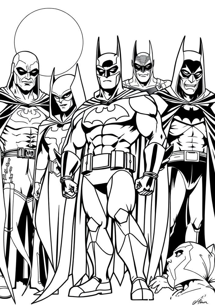 Desenho do Batman e dos vilões clássicos para colorir