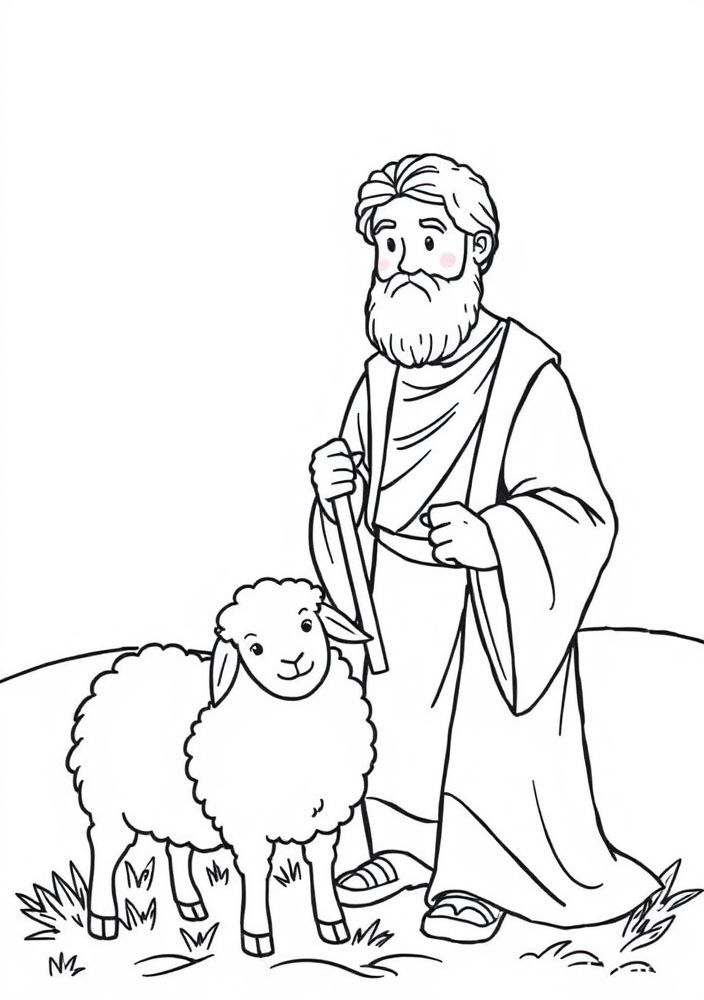 Desenho do Bom Pastor para colorir