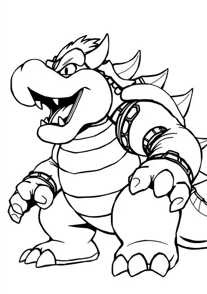 Desenho do Bowser rugindo para colorir
