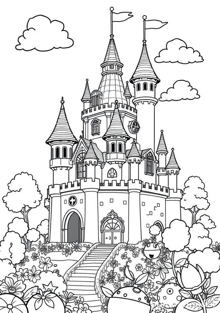 Desenho do Castelo da Peach para colorir