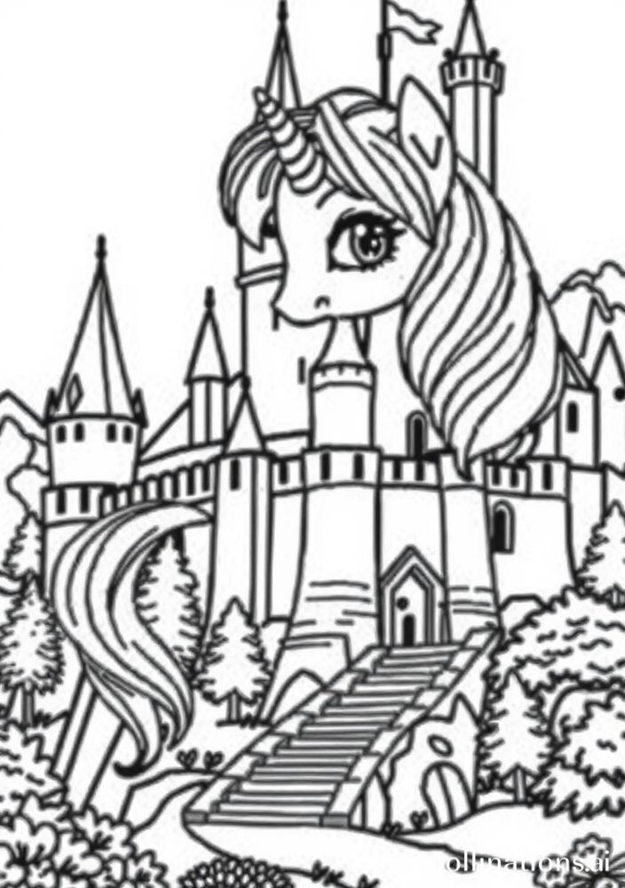 Desenho do Castelo de Canterlot para colorir