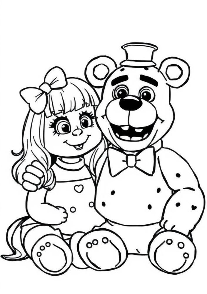 Desenho do Chica e Freddy juntos para colorir