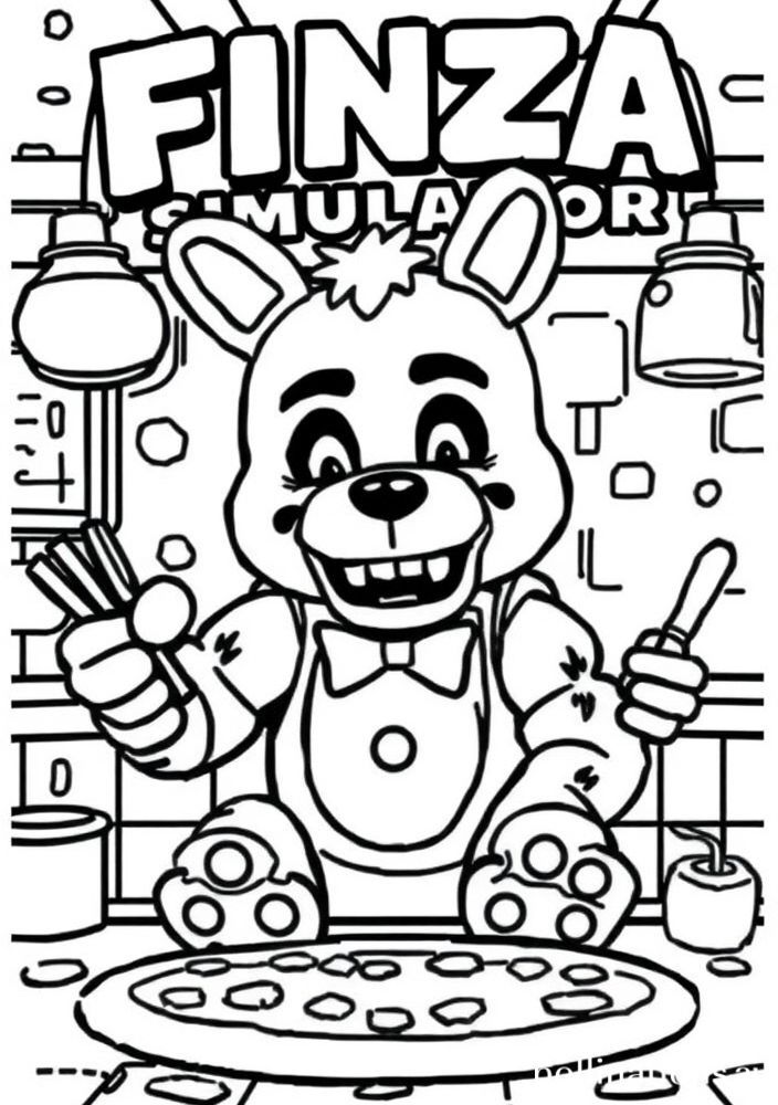 Desenho do FNAF Pizza Simulator para colorir