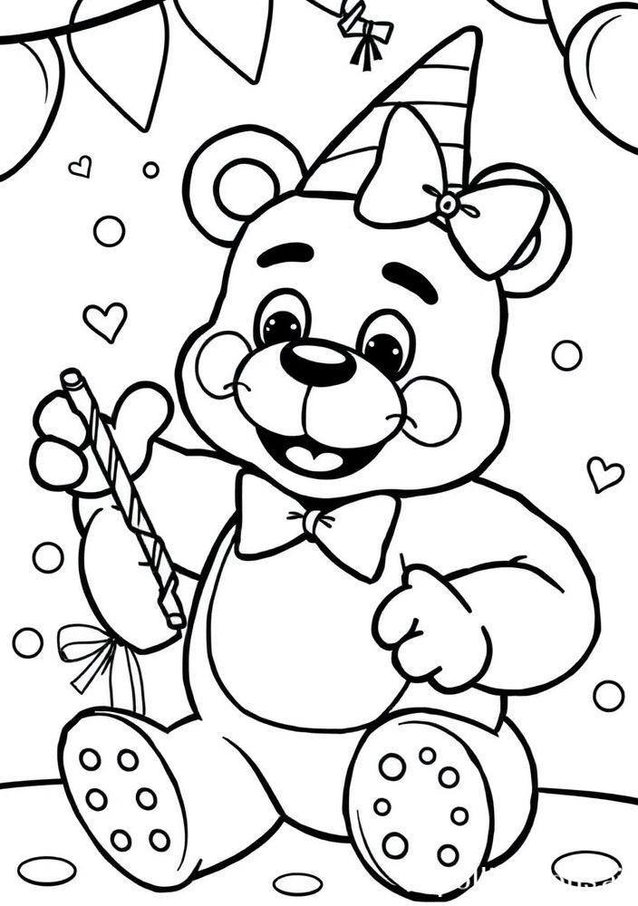 Desenho do Freddy Fazbear em festa para colorir