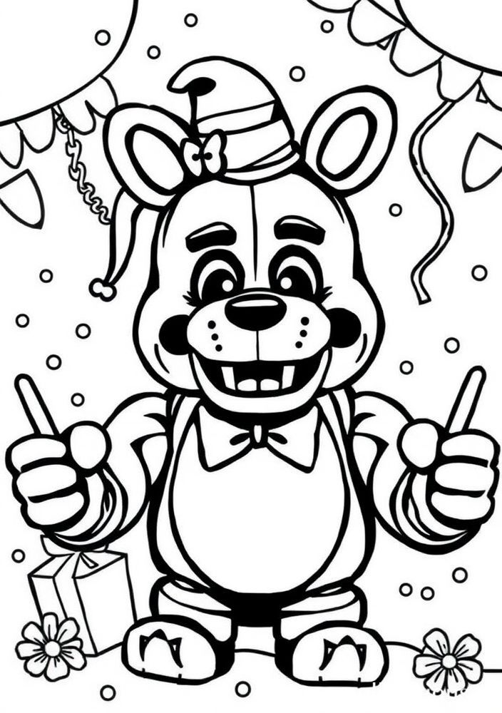 Desenho do Freddy em festa para colorir