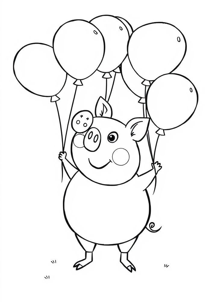 Desenho do George Pig com balões para colorir