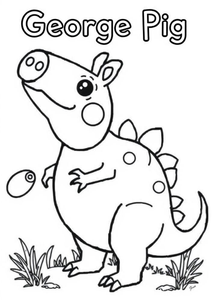 Desenho do George Pig com seu dinossauro para colorir