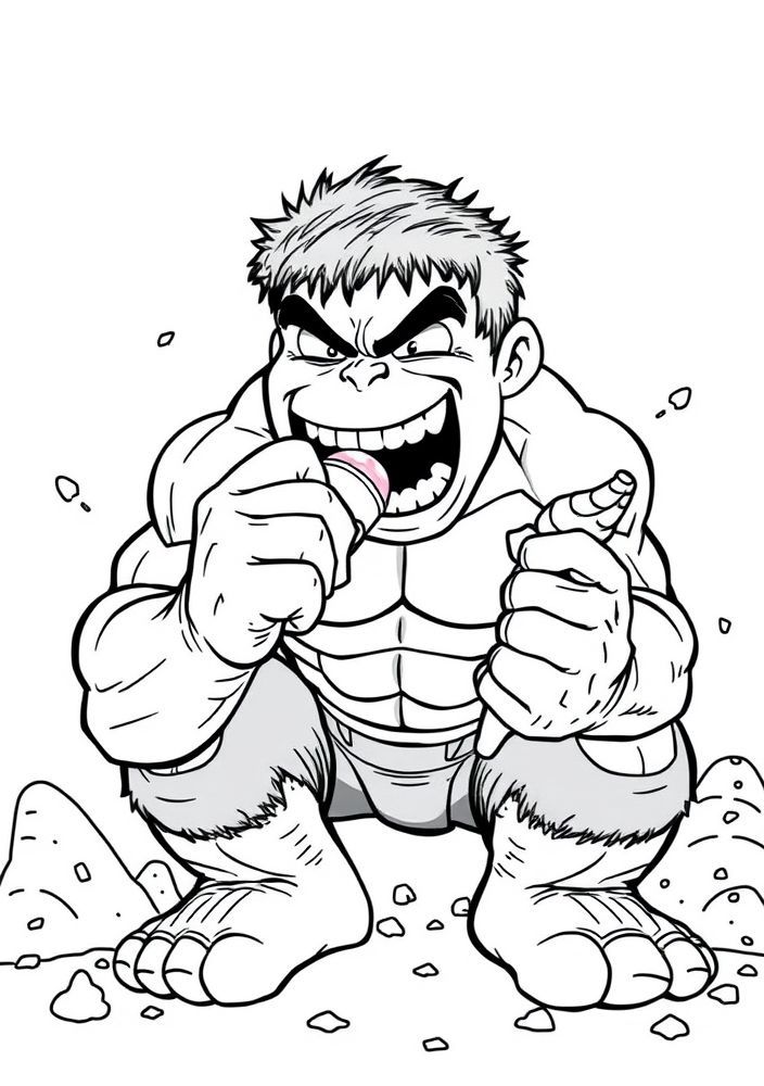 Desenho do Hulk comendo um sorvete para colorir