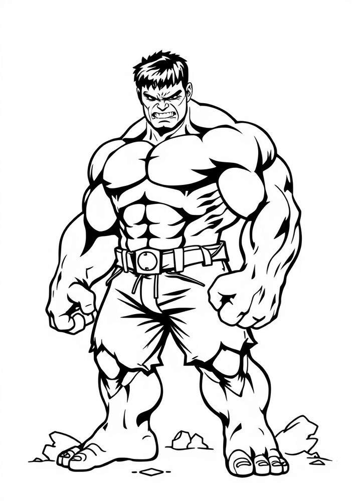 Desenho do Hulk em pose de super-herói para colorir