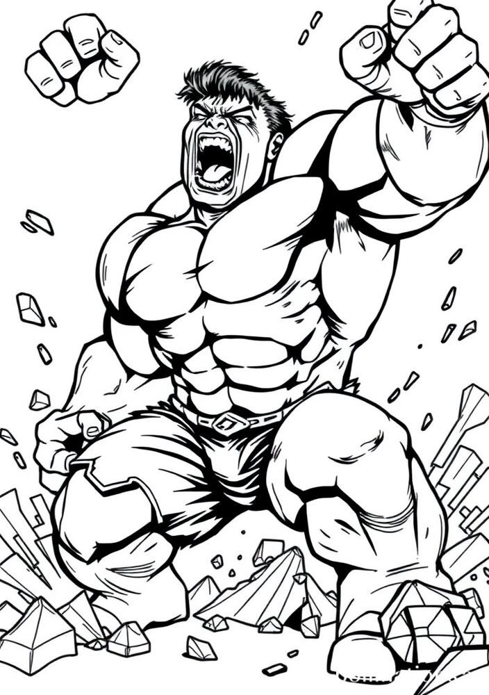 Desenho do Hulk em sua forma mais poderosa para colorir