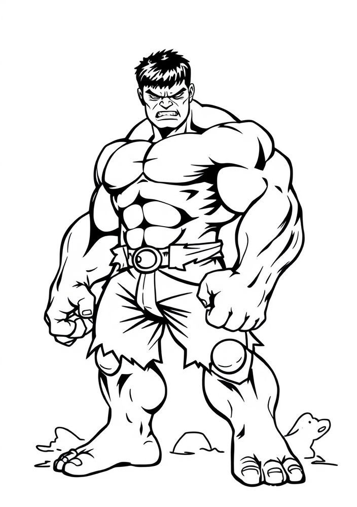 Desenho do Hulk fazendo pose de super-herói para colorir
