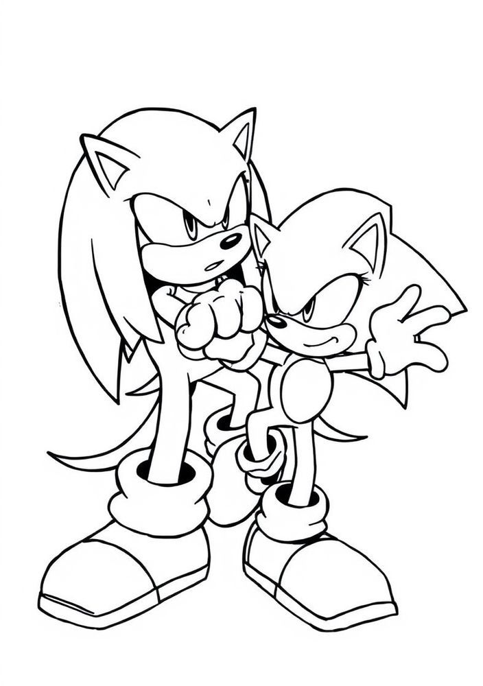 Desenho do Knuckles e Sonic em combate