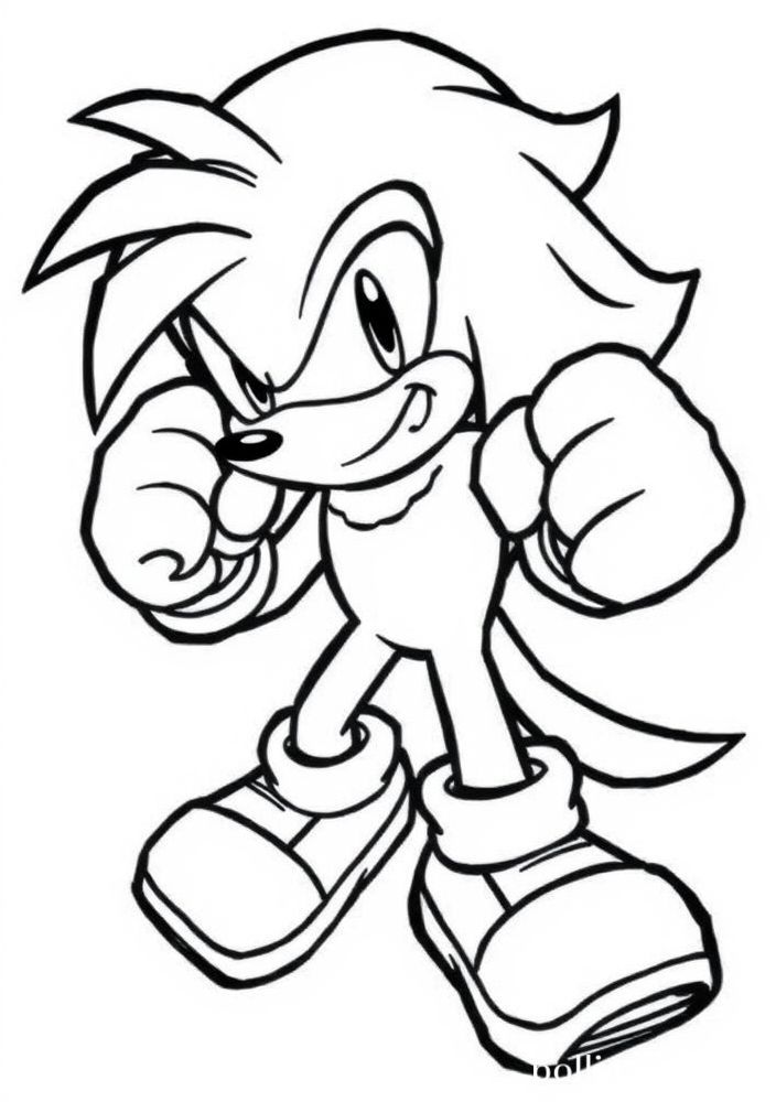 Desenho do Knuckles em posição de luta para colorir