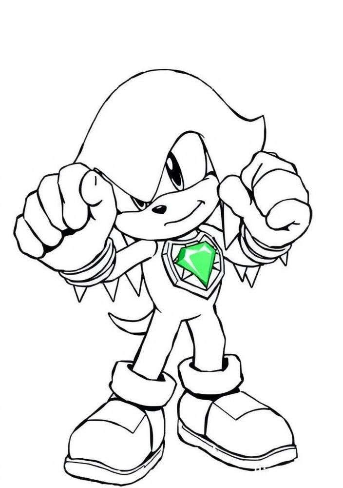 Desenho do Knuckles guardando a Master Emerald para colorir