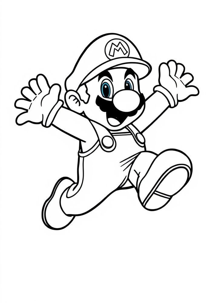 Desenho do Mario pulando para colorir