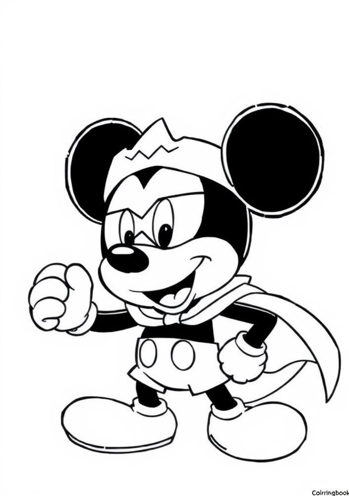 Desenho do Mickey Mouse vestido de super-herói para colorir