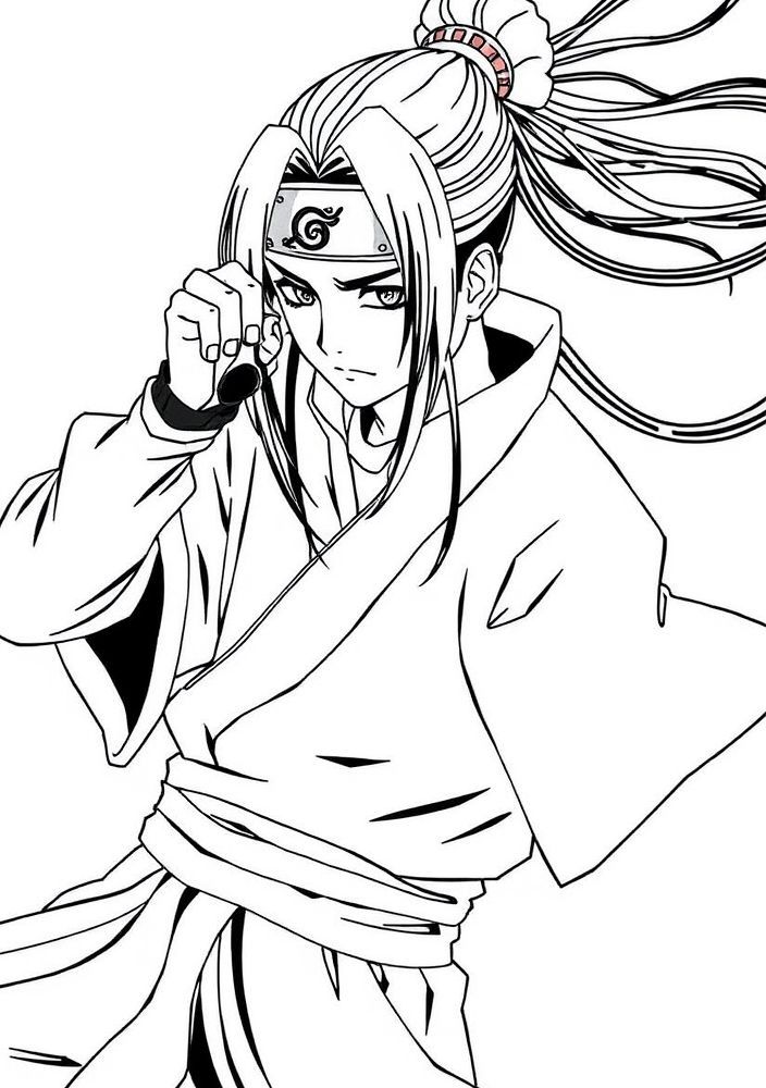 Desenho do Neji com seus jutsus para colorir