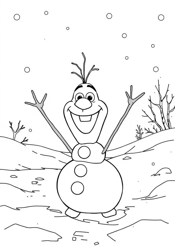 Desenho do Olaf com neve para colorir